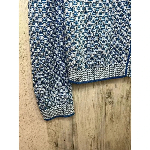 Leggiadro Women's Blue Herringbone Cardigan Sweater Size L - Picture 7 of 11